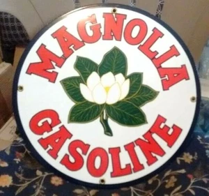 Magnolia Gasoline Porcelain Coated Sign Home Shop Store Garage Decor - Picture 1 of 1