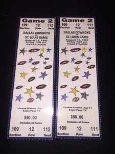 VINTAGE '97 DALLAS COWBOYS v St. Louis RAMS UNUSED TICKETS - 8/15/97 (LOT 2) - Picture 1 of 2
