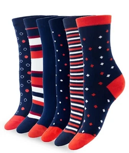 6 Pairs Womens Girls Bamboo Colorful Assorted Designs Multicolor Crew Socks - Picture 1 of 32