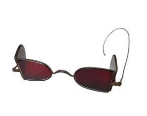 Antique 19th century carriage spectacles railroad eyeglasses Ruby Red - Picture 1 of 4