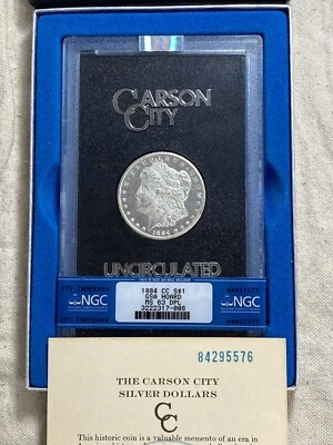 1884 CC Carson City GSA Morgan Dollar NGC MS63 DPL DMPL With Box & COA Mirrors - Image 1 of 4