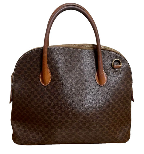 Borsa a mano CELINE vintage in macadam marrone con manico superiore Boston Bag M95 Italia