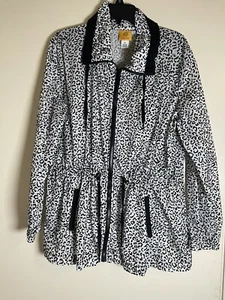 Ruby Rd. Zip Jacket /Parka Front Drawstring Pockets Size XL White Black Velvet - Picture 1 of 10