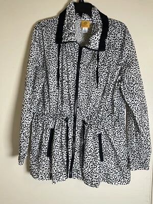 Ruby Rd.  Zip Jacket /Parka Front Drawstring Pockets Size XL White Black Velvet - Image 1 of 4