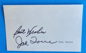 JOE TORRE SIGNED INDEX CARD NY Yankees Manager HOF won 4 World Series - Picture 1 of 2