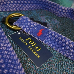 Polo Ralph Lauren Webbed Cotton O-Ring Blue Belt Size S-M Retail $60 - Picture 1 of 4