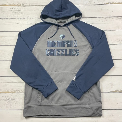 Adidas Memphis Grizzlies Hoodie Mens Large Blue Sweater NBA Sweatshirt Cover