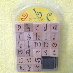 Craft Time Wood Mounted Rubber Stamps Alphabet Set Lower case 3/4 inch - Picture 1 of 5