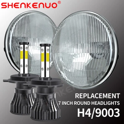 Pair 7" LED Headlights Angel Eyes DRL Hi-Low Beam fits Chevrolet P10 P20 P30 Van - Image 1 of 4