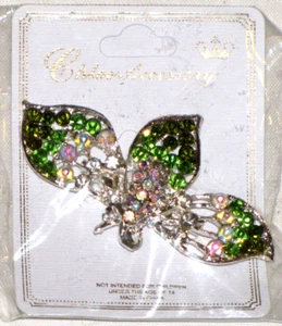 Chloé Beetle Bug Brooch Pin Green Rhinestone Gem Silver Plated Womens Accessory - Picture 1 of 24