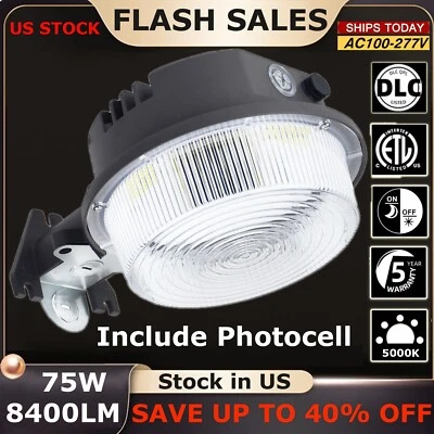 Luces LED de granero 75W de atardecer a amanecer exterior patio/calle iluminación LED 5000k luz diurna Foto 1 de 4