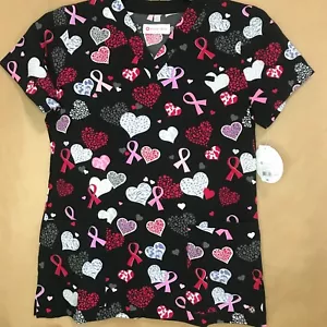 White Cross Scrub Top XS VNeck Fierce Hope Cancer Awareness 618FCH NWT Free Ship - Picture 1 of 6