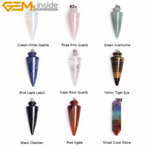 Natural Cone Assorted Gemstones Chakra Beaded Jewelry Pendants Necklace 16x41mm - Picture 1 of 43
