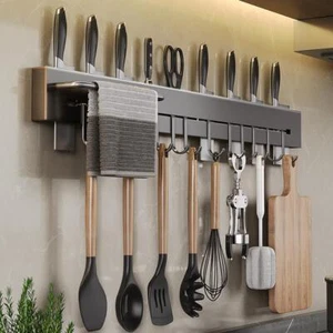 Cuchillo de acero inoxidable para suministros de almacenamiento de cocina de pared con soporte para cuchara colgante - Imagen 1 de 27