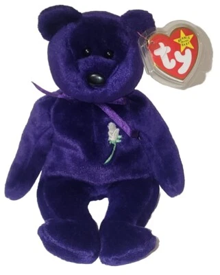 Ty 豆豆娃戴安娜熊公主 1997 年加拿大标签印度尼西亚 PE 颗粒 MWMT — 第 1/4 张图片