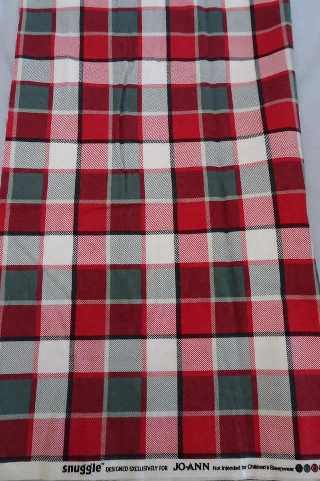 Cotton Flannel Fabric 1 yd 14" x 42" Red Grey White Plaid Check SNUGGLE Jo-Ann - Image 1 of 4
