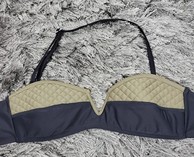 Top de biquíni feminino RVCA pequeno marrom preto praia piscina terno acolchoado elástico - Imagem 1 de 4