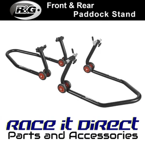 R&G Racing Motorrad Vorder- und Hinterrad Paddock Fahrradständer Erhöhung in Schwarz Set - Bild 1 von 9