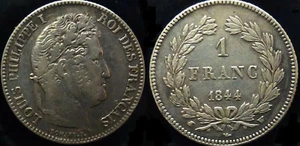 1 Franc 1844W Lille Louis Philippe TTB++ cote 140€ - Picture 1 of 1