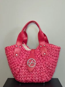 FRANCESCO BIASIA LRG Handbag Purse Red Straw Braided Woven Tote Tucan Art Signed - Picture 1 of 20