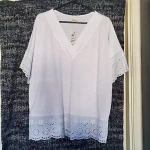 Style & Co White Tunic Blouse Pullover Lace Gauzy Loose Fit 3/4 Sleeves XL - Picture 1 of 9