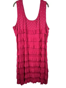 Tango Mango Dress Size 3X Pink Ruffle Layered Shift Sleeveless Resort Bling - Picture 1 of 6