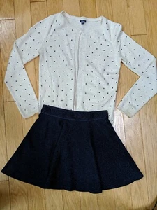 Outfit Top Cardigan Star Button Dancer Skirt Sparkle Blue Girl 12 EUC Kiabi Set - Picture 1 of 8
