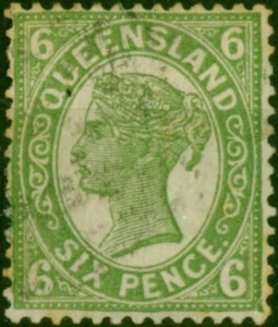 Queensland 1898 6d Yellow-Green SG250 Fine Used (2) - Picture 1 of 1