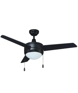 52" Contempo IV 3-Blade Ceiling Fan Matte Black Finish with Integrated LED Light - Picture 1 of 4