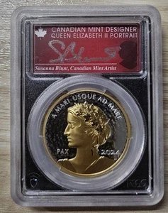 Canada - 2024 Gold Plated Peace Dollar PCGS PR70DCAM UHR FDI Susan Blunt Signed - Picture 1 of 1