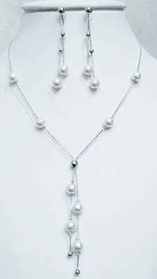 PARURE PERLA PENDENTE ARGENTO RODIATO BIANCO - S.VALENTINO NATALE PASQUA - Immagine 1 di 3