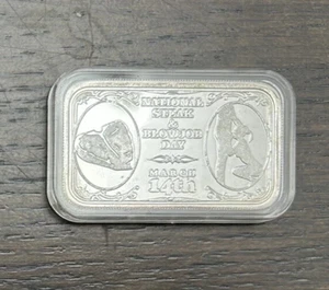 National Steak & BJ Day Rogue’s Island Mint 1 Troy Oz .999 Silver Art Bar - Picture 1 of 1