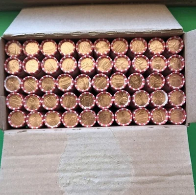 2019 D Denver Lincoln Shield Cent Brilliant Uncirculated 50 Rolls Box. - Image 1 of 2