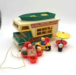 Vintage Fisher Price Little People Camper Truck with Boat Play Family 1972 - Picture 1 of 17