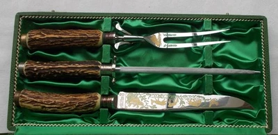 *RAR* Seltenes 3-tlg. Tranchierbesteck Jagdbesteck Anton Wingen Jr. Solingen - Bild 1 von 4