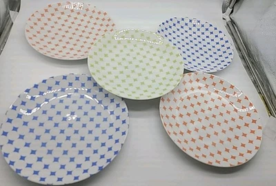 Ящик и бочка салат/десерт 4 тарелки комплект бирюза/лайм/коралловый бриллиант  - Изображение 1 из 4