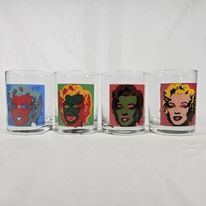 Andy Warhol Marilyn Monroe Set of 4 Drinking Glasses Old Fashioned Rocks Glass  - Picture 1 of 22