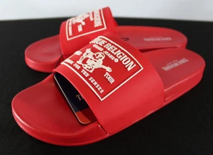True Religion Kendrick Slides Sandals Slip-On Slides Red White Men's Size 9 New - Picture 1 of 7