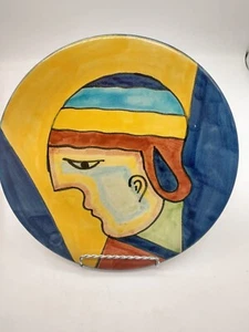 Amora hand-painted pottery plate Mexico colorful man 10 inches diameter - Picture 1 of 10