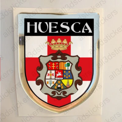 ALL3DSTICKERS Pegatina Huesca España Escudo de armas 3D Relieve Bandera Pegatinas Provincia