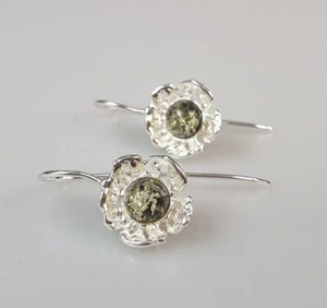 Orecchini ambra verde ambra orecchini argento sterling 925 nuovi - Foto 1 di 9