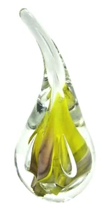 Adam Jablonski AJ Signed Teardrop Crystal Paperweight Poland Yellow Purple Label - Picture 1 of 6