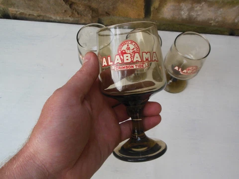 Rare Vintage 60's 70's University of Alabama Crimson Tide Wine Glasses Lot of 4 Cover