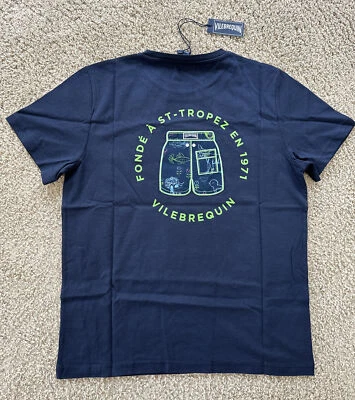 NUEVO CON ETIQUETAS 100% Auténtica Camiseta VILEBREQUIN - NIÑOS UNISEX - 10 AÑOS - AZUL MARINO Foto 1 de 4