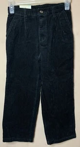 NWT Boy's Cherokee Size 7 Black Corduroy Pleated Pants w/ Adj Waist 23" x 20" AA - Picture 1 of 4