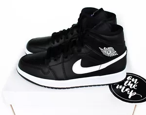 Nike Air Jordan 1 Retro Mid W Black White Panda UK 3 4 5 6 7 8 9 10 11 US New - Picture 1 of 12