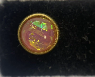 Aretes de acero quirúrgico rosa enchapados en oro ópalo simulado para mujer adolescente simples Foto 1 de 4