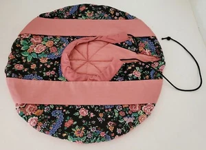 Handmade Fabric Casserole Dish Holder/Carrier~VTG~Floral Prin~Pink&Black~14”~NEW - Picture 1 of 5