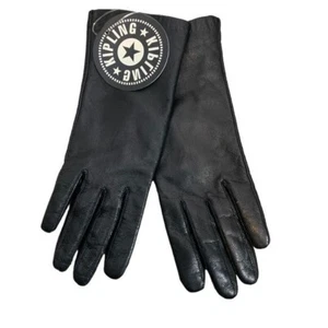 Kipling Damen Lederhandschuhe Größe Small 6,5 schwarz Winter Outdoor Party Y2k neu mit Etikett - Bild 1 von 4