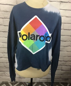 Polaroid Womens Size L Blue/White Tie Dye Long Sleeve Cropped Shirt - Picture 1 of 5